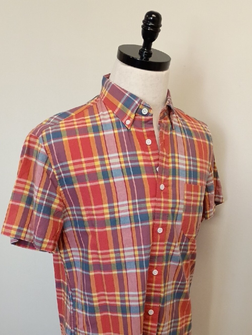 J.Crew Red Multicolor Plaid Short Sleeve Button Down Shirt Size Medium - Picture 6 of 11
